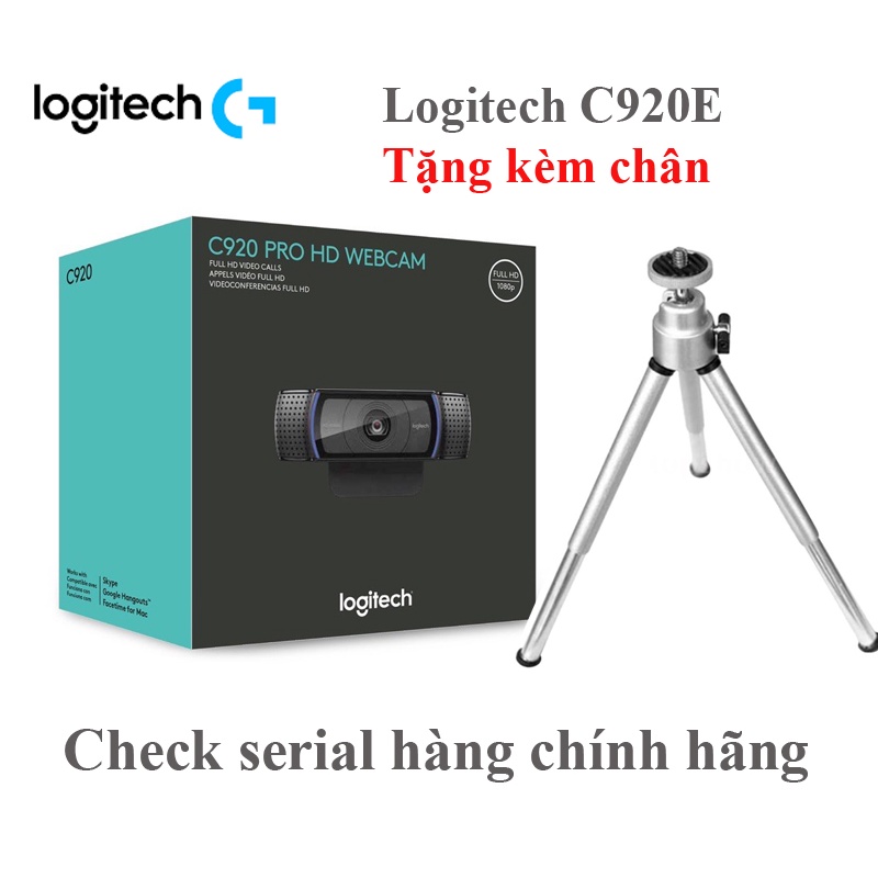 Webcam Logitech C920e 1080p Business full HD, Carl Zeiss 1080P HD tặng kèm chân, check seri chính hãng