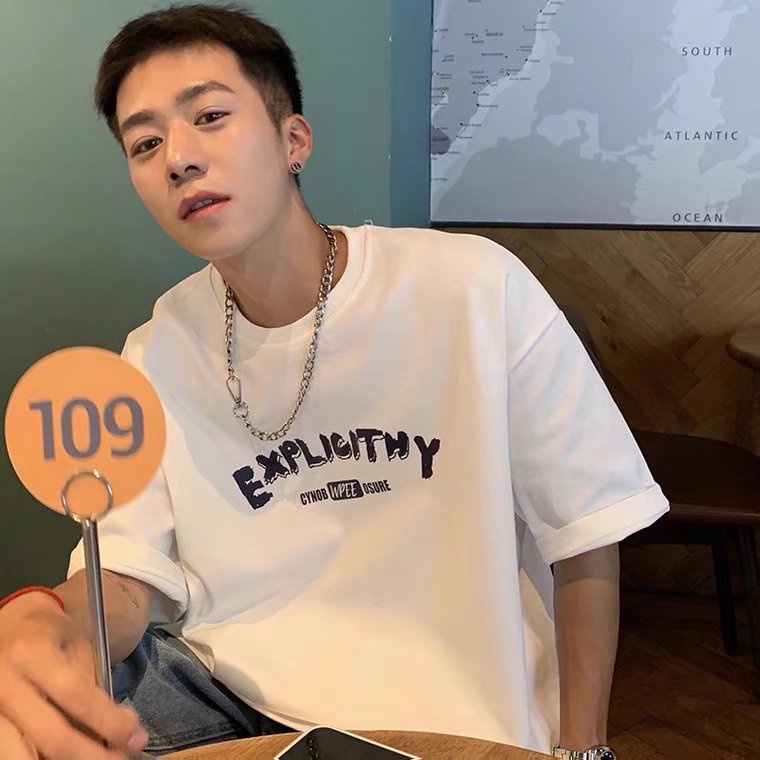 Áo Thun Tay Ngắn Cổ Tròn Thời Trang Hàn Quốc Cho Nam Size M-5XL