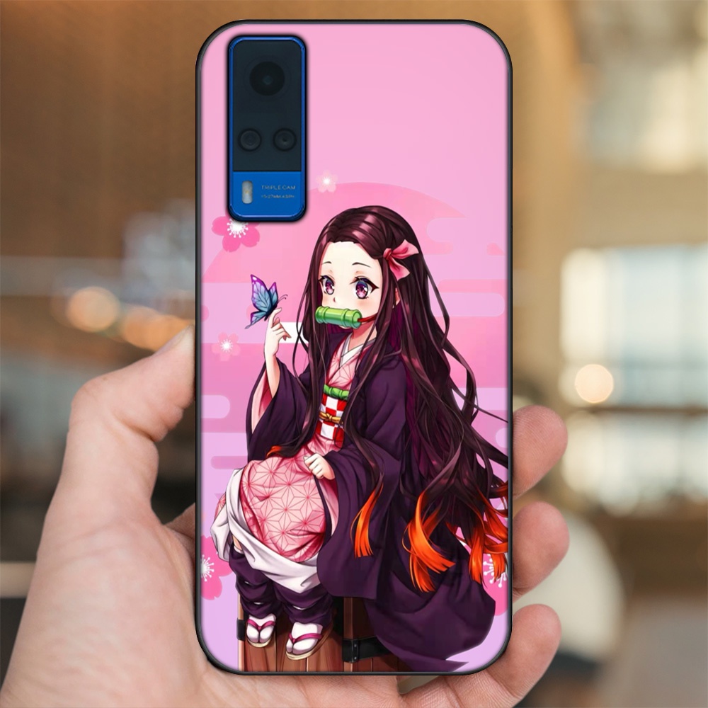 Ốp lưng Vivo Y51 2020, Y53s viền đen in hình Nezuko Kimetsu no Yaiba