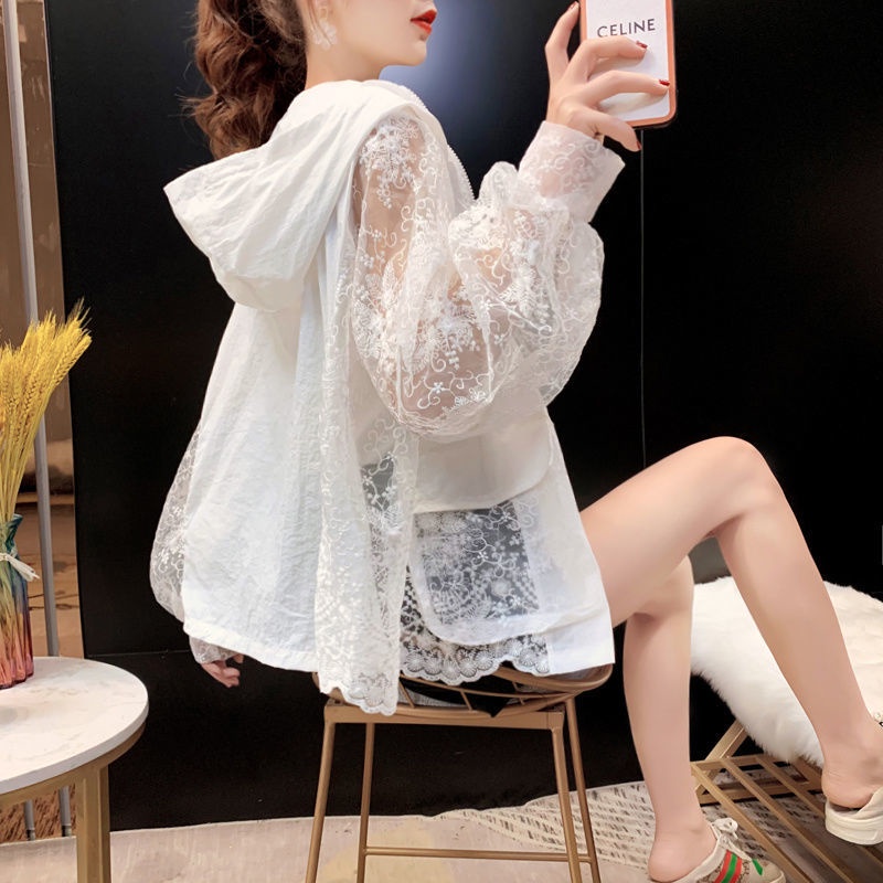 Áo Khoác Cardigan Ngắn Có Mũ Trùm Phối Ren Lưới Thêu Họa Tiết Phong Cách Mới Thời Trang Mùa Hè Cho Nữ | BigBuy360 - bigbuy360.vn