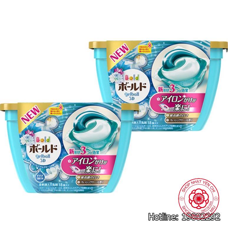 Combo 2 hộp viên giặt Gel Ball 3D 18 viên màu xanh