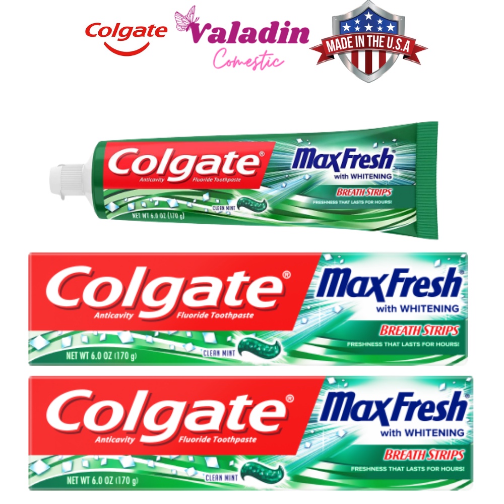 [Hàng Mỹ] Kem đánh răng thơm miệng COLGATE Maxfresh With Whitening Clean Mint 170g