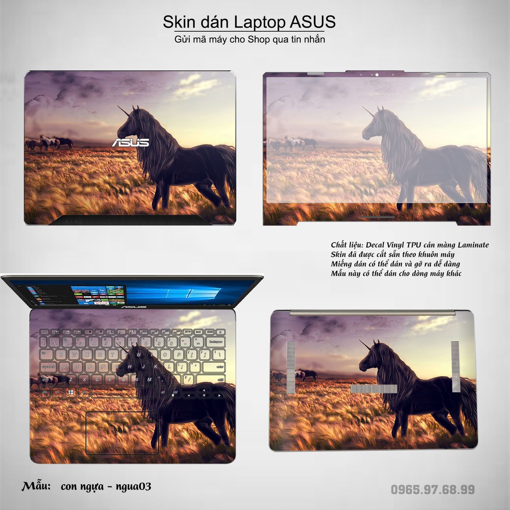 Skin dán Laptop Asus in hình Con ngựa (inbox mã máy cho Shop)