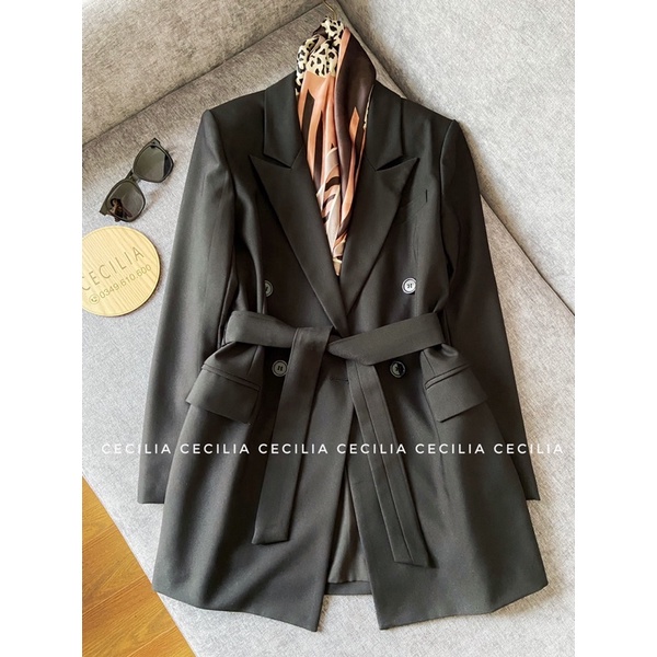 Áo khoác blazer SARA By CECILIA - màu đen kèm đai size SML