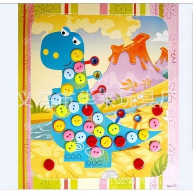 Tranh giấy trang trí dán nút áo cho bé