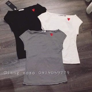 Áo trễ vai đính tim