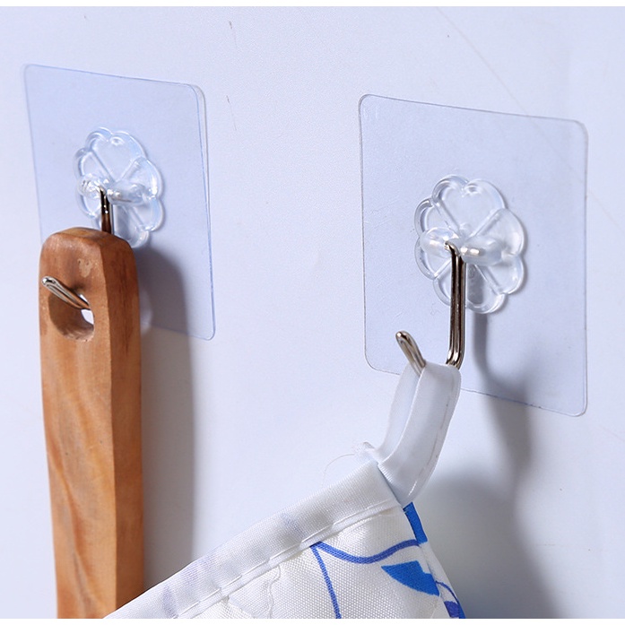 7 Móc treo dán tường trong suốt siêu dính, siêu tiện dụng dùng cho tất cả các loại bề mặt phẳng