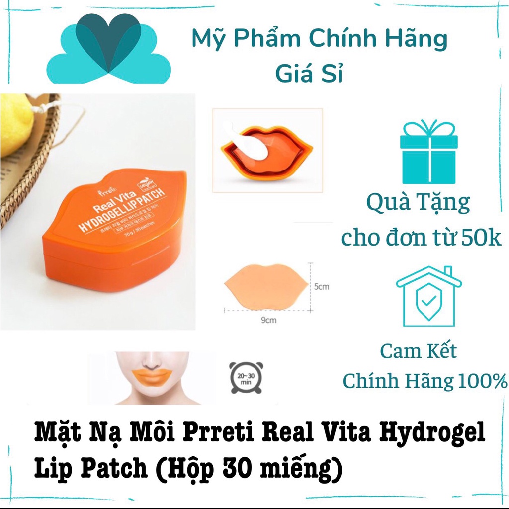 Mặt Nạ Dưỡng Môi Prreti Real Vita Hydrogel Lip Patch Hộp 30 Miếng