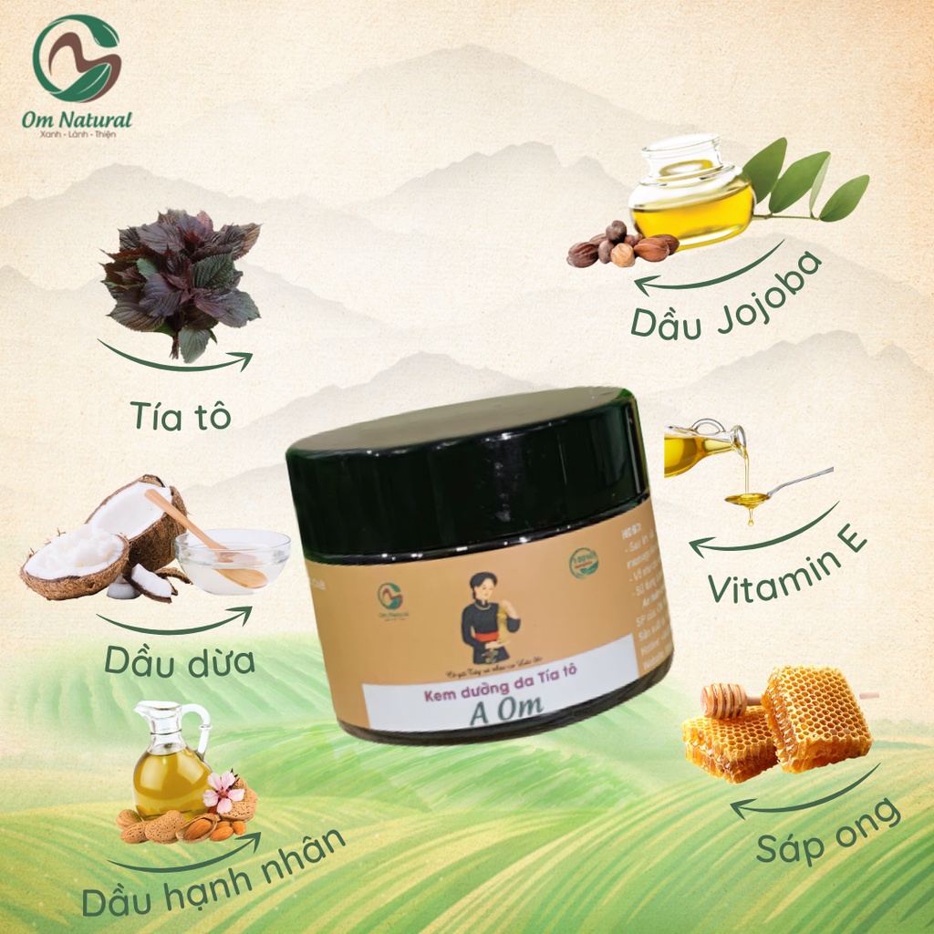 Kem Dưỡng Da Tía Tô A OM NATURAL Cấp Ẩm, Làm Mịn Sáng Da 50g