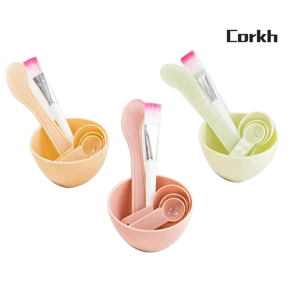 corkh 4 in 1 DIY Homemade Makeup Beauty Facial Face Mask Bowl Brush Spoon Stick Tools