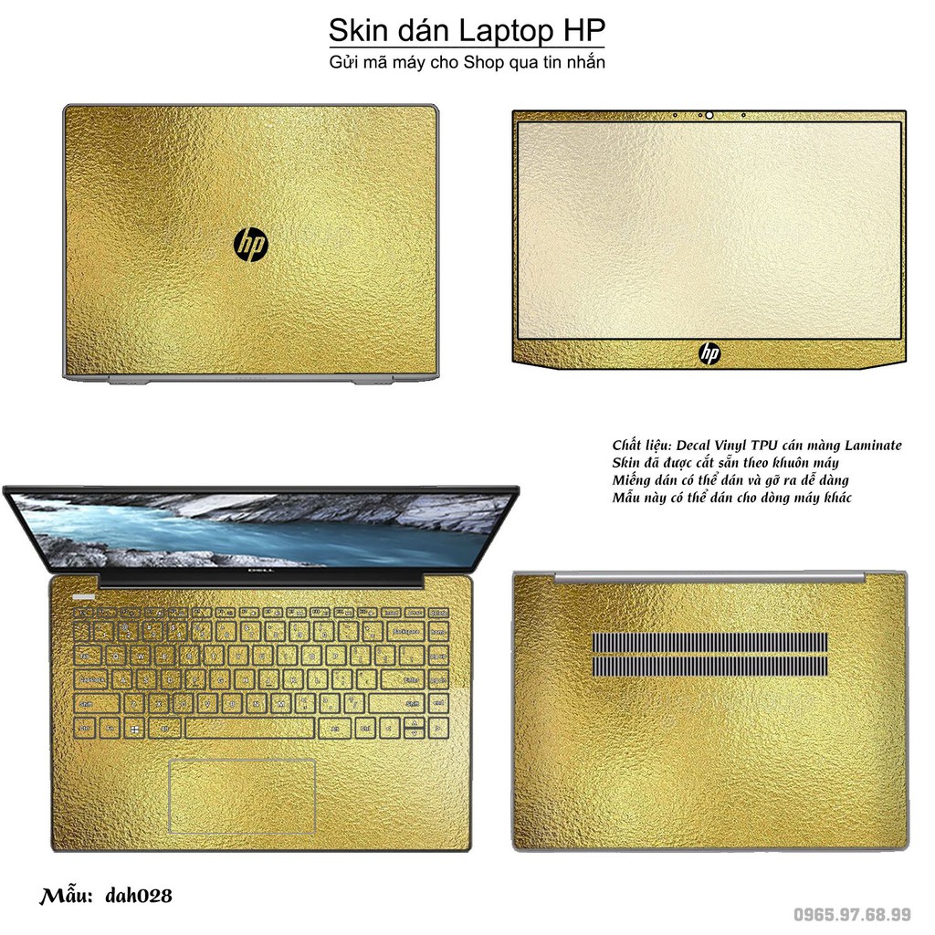 Skin dán Laptop HP in hình vân vàng (inbox mã máy cho Shop)