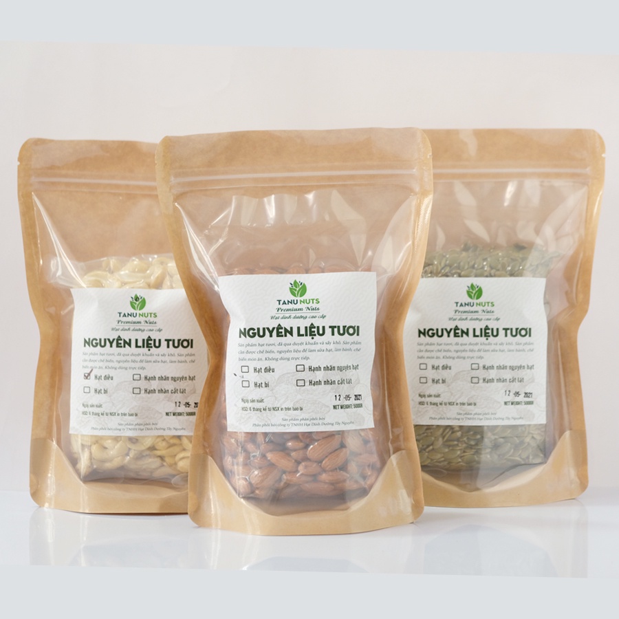 Hạnh nhân Úc tươi sống tách vỏ TANU NUTS giàu dinh dưỡng dùng làm sữa hạt, nấu ăn 500g