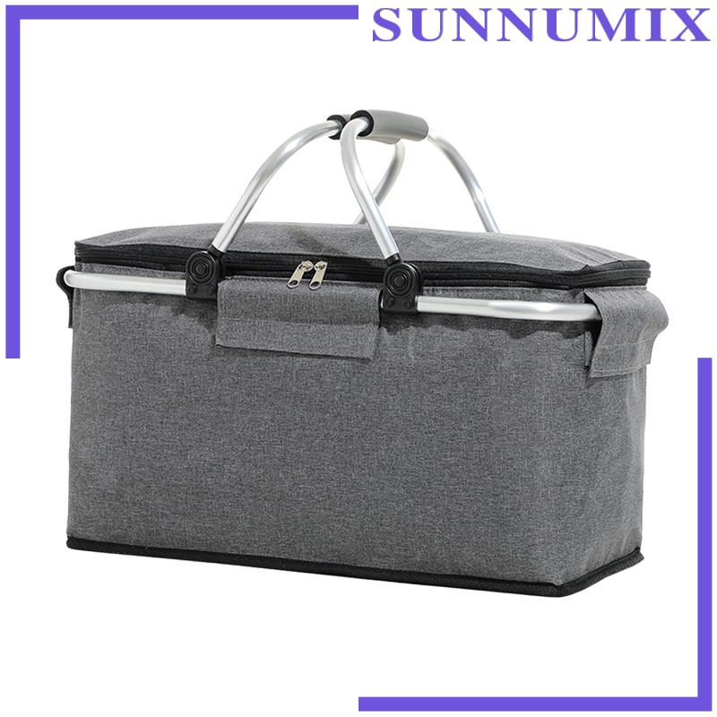 Giỏ Đựng Đồ Cách Nhiệt Màu Đen Có Thể Gấp Gọn Tiện Dụng Mang Theo Dã Ngoại Cho Nam Và Nữ