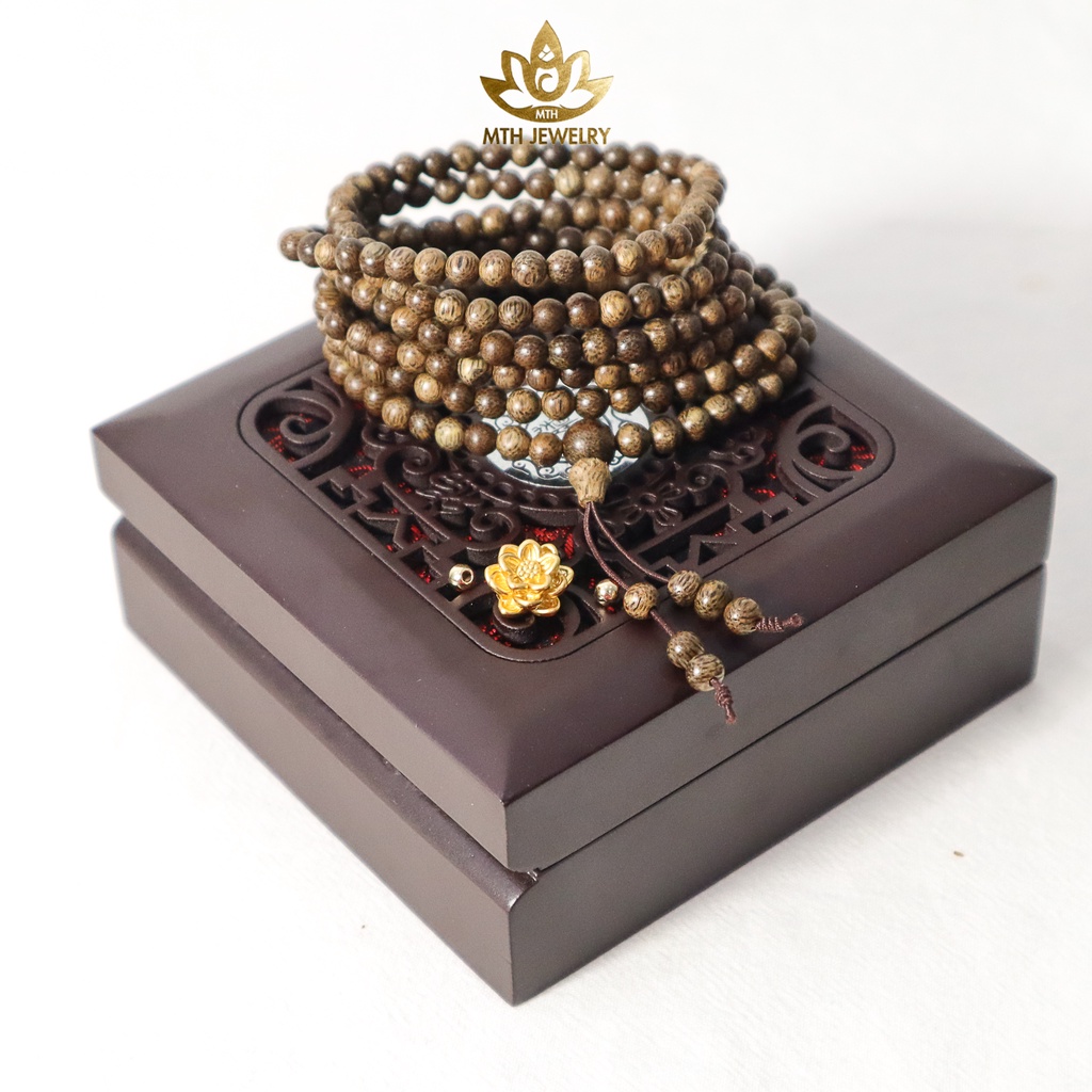 Vòng Tay Trầm Hương Tự Nhiên 216 Hạt 4mm MIX Charm Bạc  - MTH JEWELRY