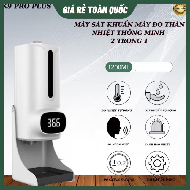 Máy Sát Khuẩn, Máy Đo Thân Nhiệt Thông Minh K9 (2 Trong 1) Độ Chính Xá