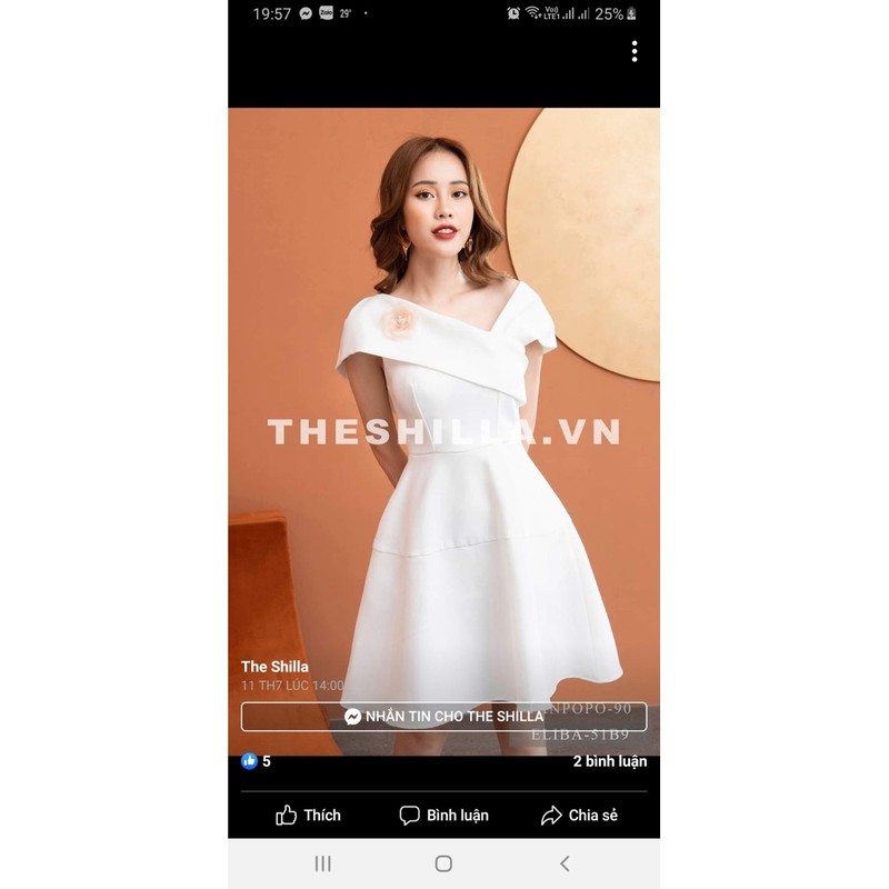 pass váy THE SHILLA size S xoè màu trắng