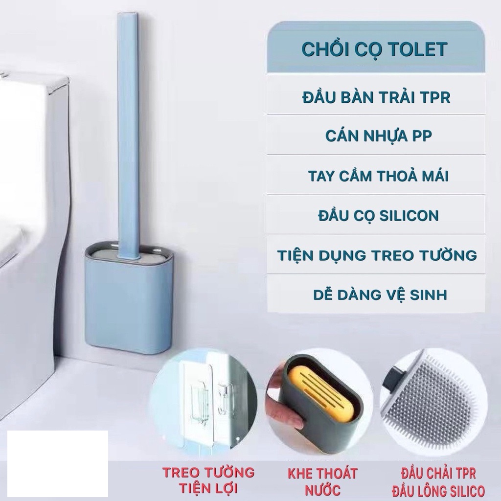 Chổi Cọ Nhà Vệ Sinh, Cây Cọ Toilet Bồn Cầu Bằng SiliCon Có Giá Đựng Dán Tường siêu sạch [CWC02]