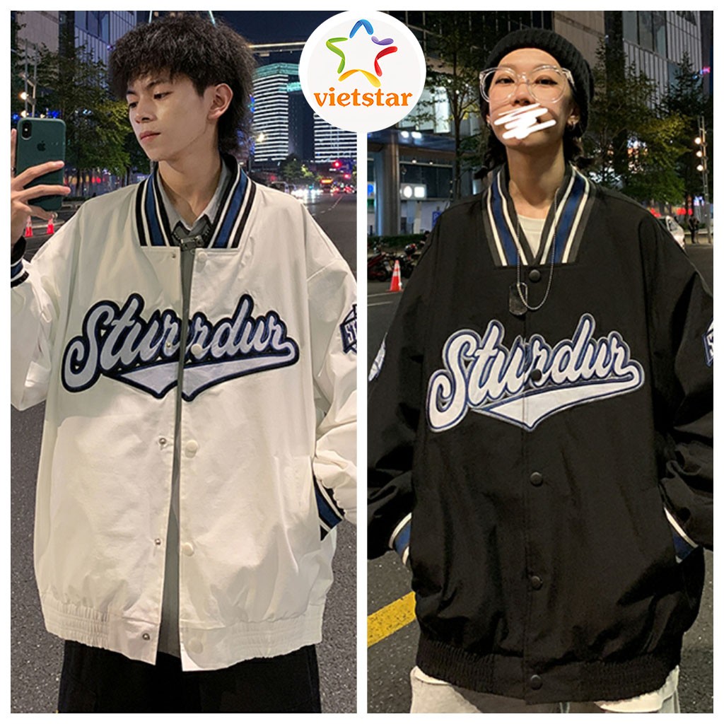 Áo Bomber jacket 2 lớp STURDUR áo khoác dù bóng chày phối chữ_VIETSTAR