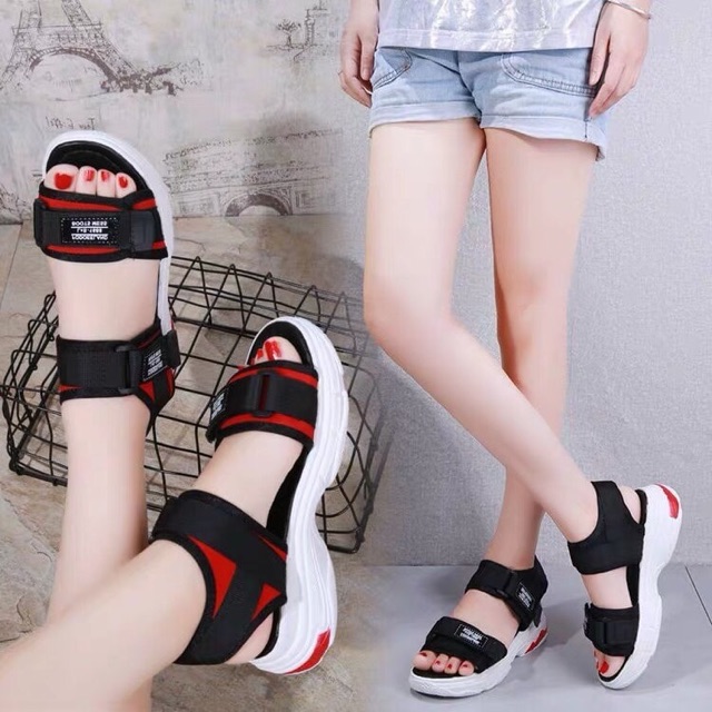 (3 Màu VIDEO) Sandal Nữ 2 Quai Viền Phản Quang Kiểu Dáng Hàn Quốc