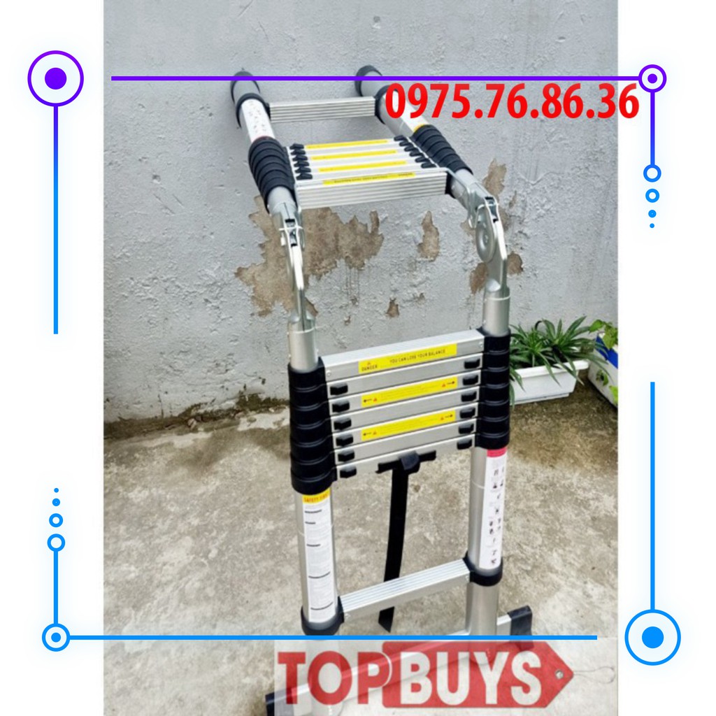 Thang Nhôm Rút Đôi Chữ A 4.4M(2.2+2.2)M, Thang Rút Tiện Lợi Dễ Dàng Mang Theo