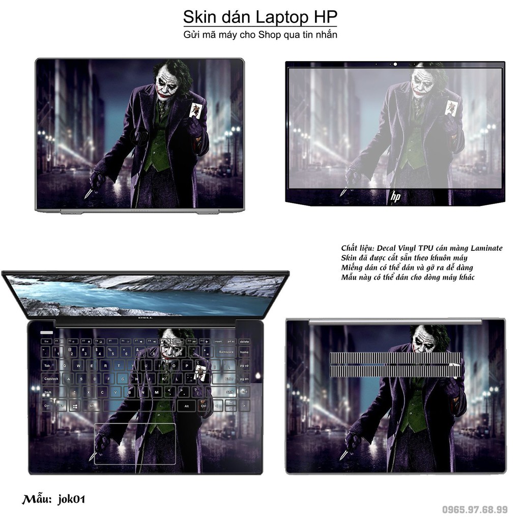 Skin dán Laptop HP in hình Joker (inbox mã máy cho Shop)