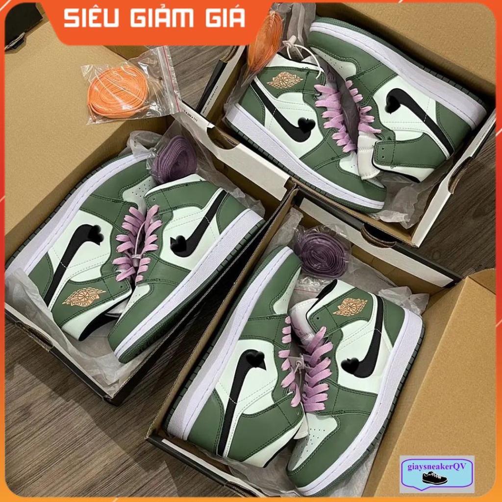 Giày Thể Thao Air Jordan 1 Mid SE Dutch Green Cổ Siêu Đẹp Dành Cho Nữ