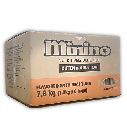 Thức ăn mèo MININO TUNA thùng 7.8KG (1.3kg * 6 gói) - Hạt cho mèo xuất xứ từ PHÁP