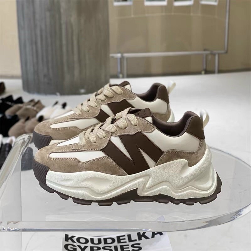 [Sẵn- hàng đẹp]Giày nữ, giày sneaker da lộn phong cách, giày thể thao nữ chữ N hót hít