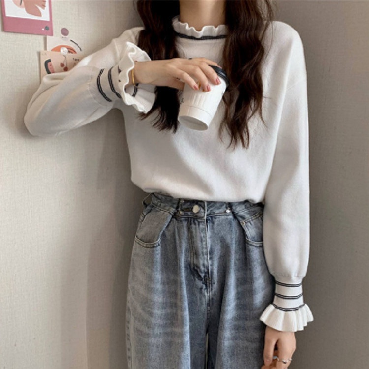 Áo Sweater Dệt Kim Cổ Lọ Dáng Rộng Thời Trang Mùa Đông Cho Nữ
