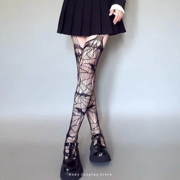 [CÓ SẴN] Quần tất lưới lỗ Harajuku hình dơi