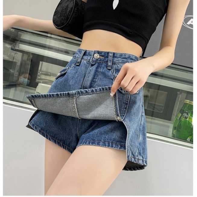 QUẦN GIẢ VÁY NỮ CHẤT JEANS QUẦN SHORT NỮ CÓ LÓT QUẦN BÊN TRONG Q1