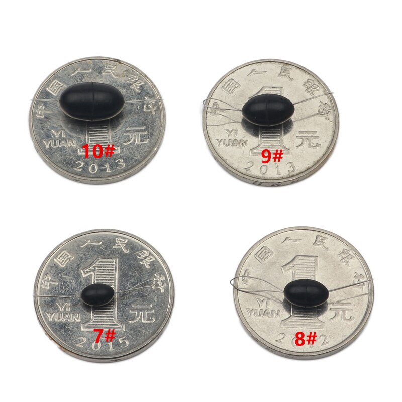 Set 30 phụ kiện chặn dây câu cá hình Oval màu đen dạ quang
