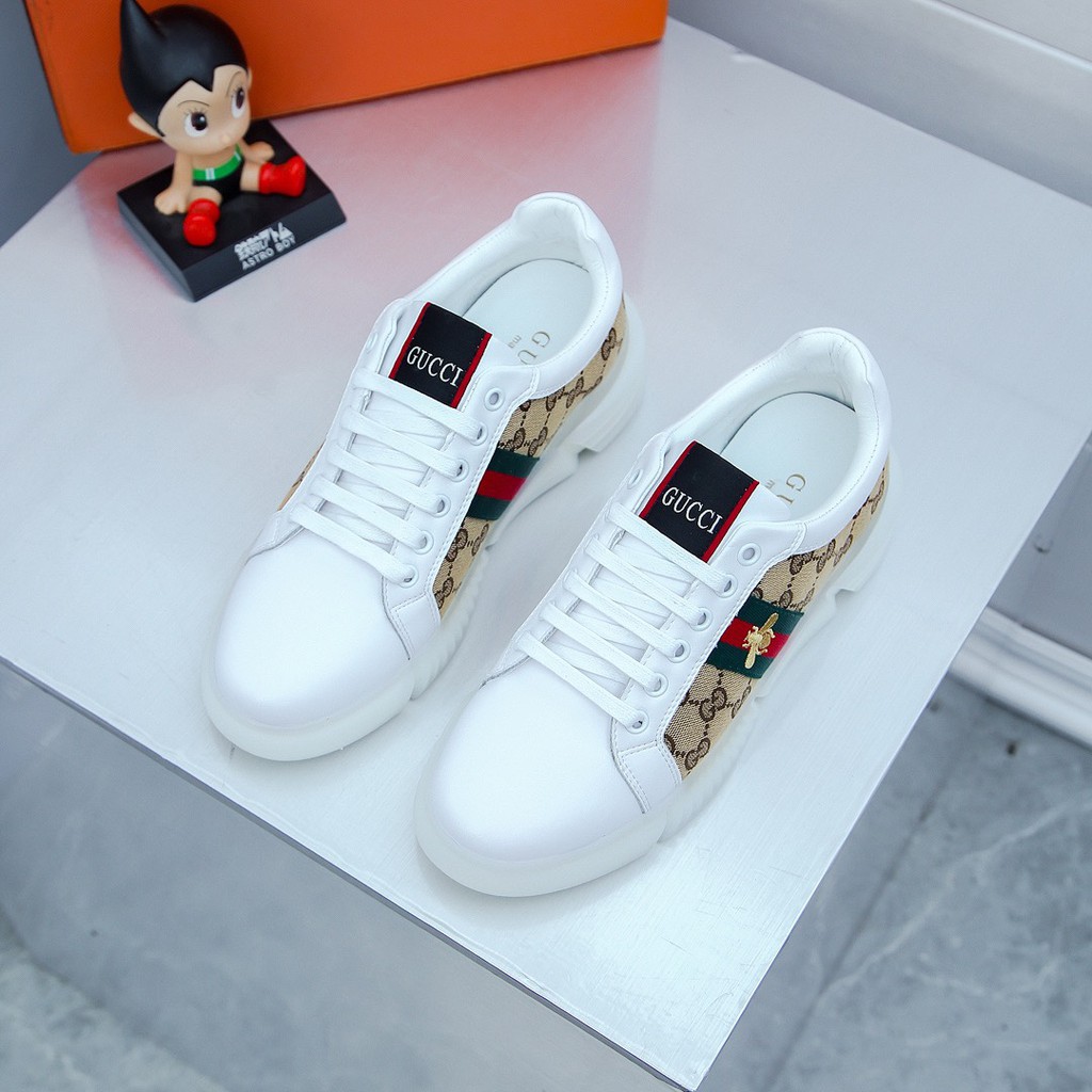 Giày sneakers nam da thật GUCCI GG GC kiểu dáng trẻ trung kết hợp với họa tiết cổ điển