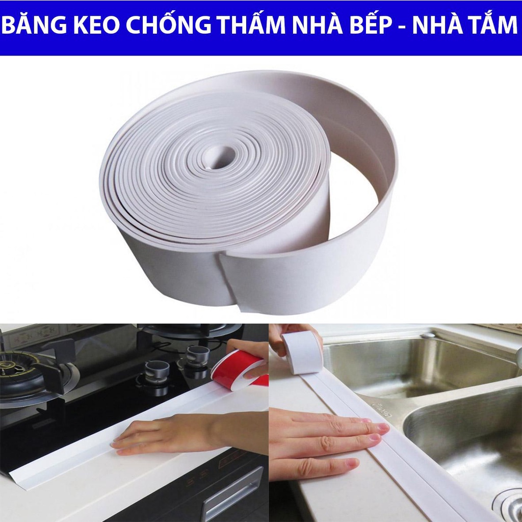 Băng Keo Dán Mép Ron Keo Dán Tường Chống Thấm Nước Dài 3.1 mét x Rộng 2.2cm