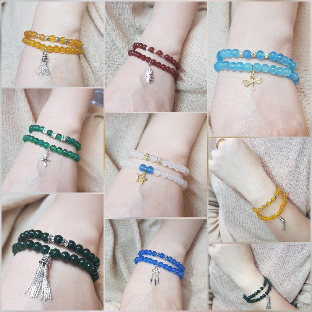 Vòng tay Phong thủy phối mix Charm Bạc 925 may mắn, tài lộc, bình an phù hợp TẤT CẢ các MỆNH - DẠNG QUẤN - Đủ size + Màu | BigBuy360 - bigbuy360.vn