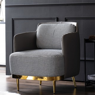 Ghế sofa đơn chân sắt mạ vàng nệm nỉ tựa lưng da cao cấp - Ghế sofa phòng khách - Ghế salon decor trang trí nhà đẹp