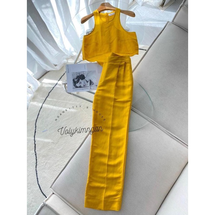 Set bộ đồ nữ áo yếm quần ống rộng dài siêu mát