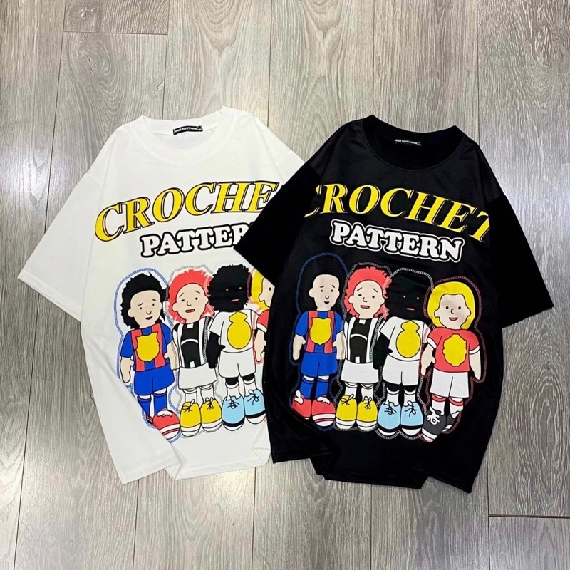 Áo Thun Tay Lửng Unisex CROCHET Ảnh Thật