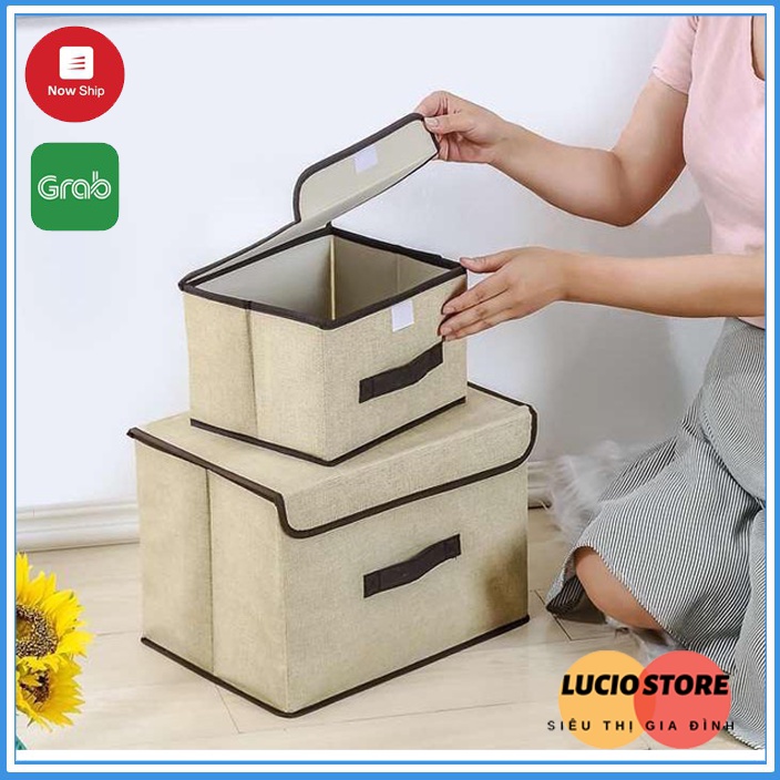 Bộ 2 Hộp Vải Đựng Quần Áo, Đồ Dùng Đa Năng Khung Giấy Cứng, thiết kế hiện đại, trang nhã, tiết kiệm không gian