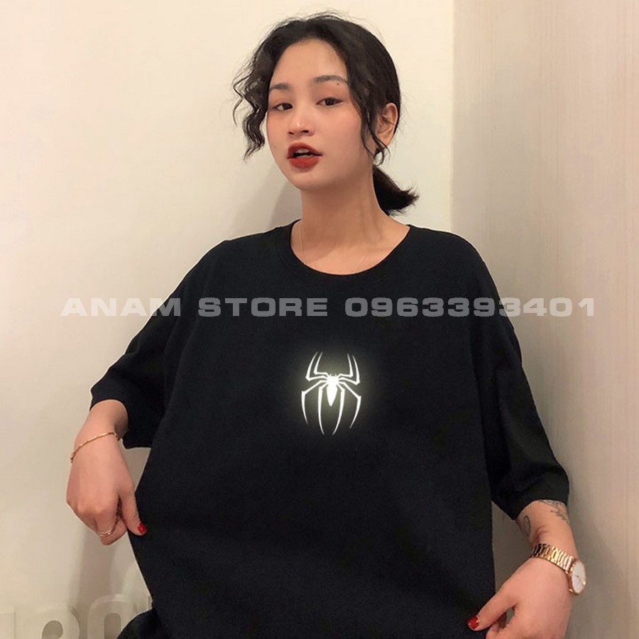 Áo thun phản quang tay lỡ Nam Nữ Spiderman