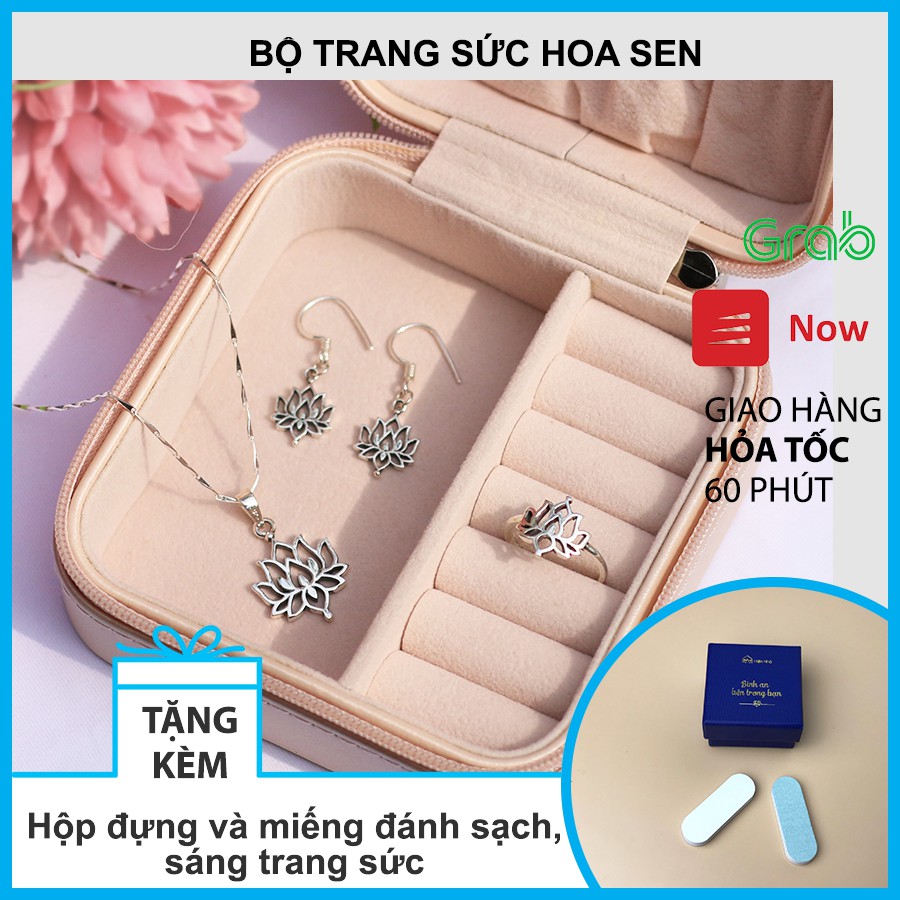 Bộ trang sức bạc 925 Hoa sen - Bộ trang sức Phật Giáo - Hiên Nhà