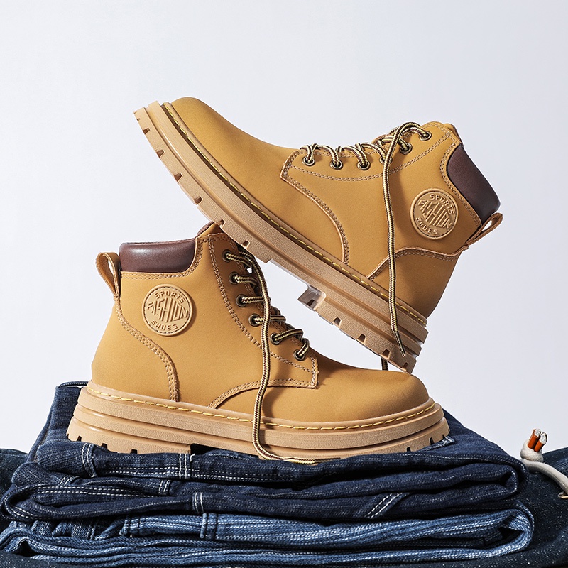 Giày Boots Martin Da Bò Cột Dây Chống Thấm Nước Phong Cách Thời Trang Retro Anh Quốc Cho Nam Giới