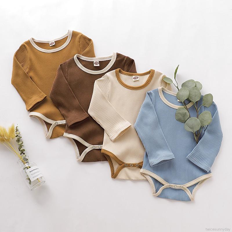 Bộ áo liền quần màu trơn cho bé