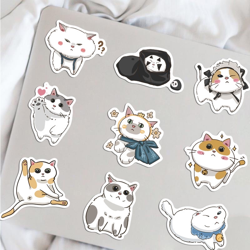 Bộ 40 Hình Dán Mẫu 2 Chống Thấm Nước, Stickers Mèo Cực Đáng Yêu Dán Mũ Bảo Hiểm, Trang Trí Học Tập, Quà Tặng Ý Nghĩa