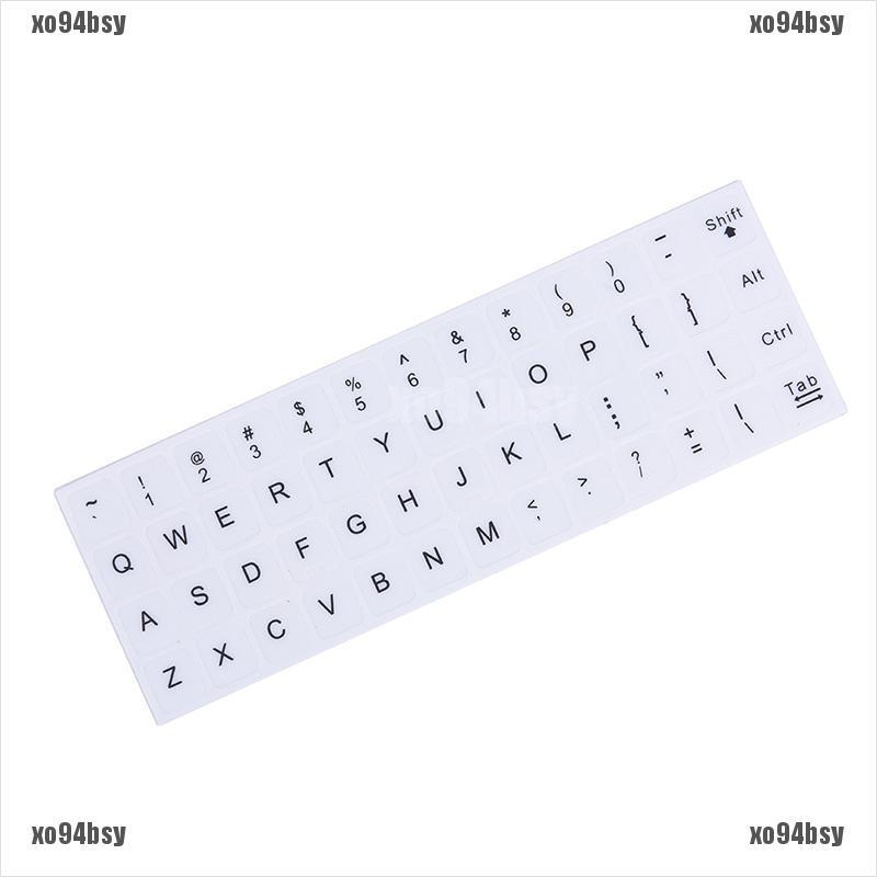 [xo94bsy]English Keyboard Replacement Stickers White on Black Any PC Computer La