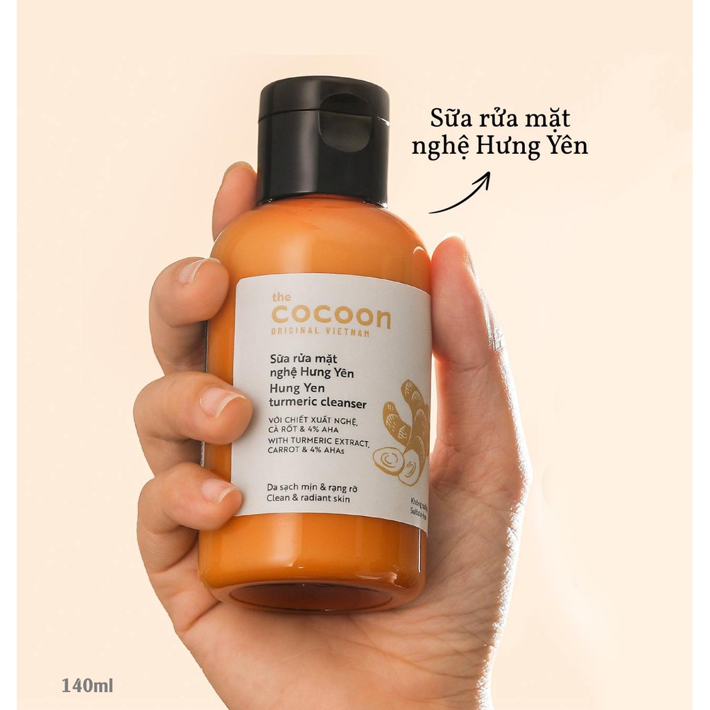 Sữa rửa mặt nghệ Hưng Yên Cocoon 310ml, sữa rửa mặt thuần chay sáng mịn da, mờ thâm mụn- HUNOXA