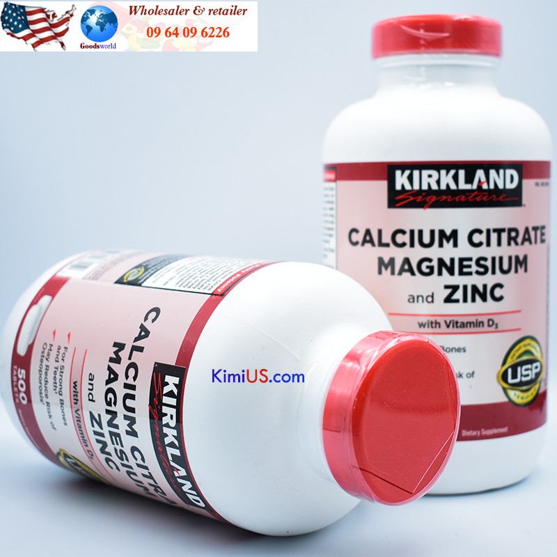 Calcium Magnesium and Zinc with Vitamin D3 Kirkland 500v - Viên uống bổ sung Canxi + Magie + kẽm + Vitamin D3 của Mỹ *