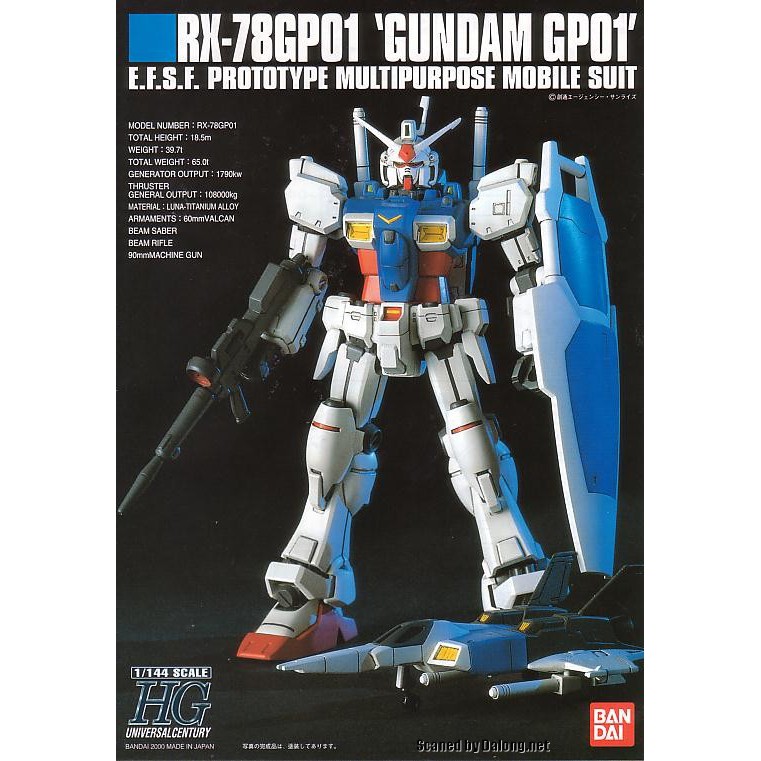 Mô Hình Gundam Bandai HG 013 RX-78 GP01 Gundam Zephyranthes 1/144 UC Gundam 0083 [GDB] [BHG]