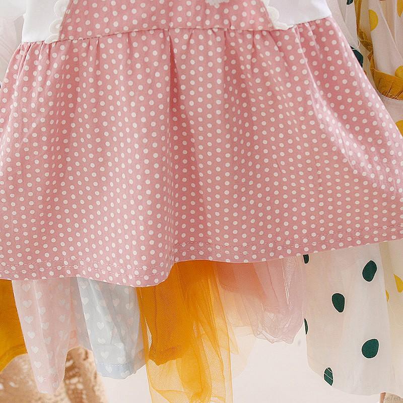 Đầm xòe ngắn tay họa tiết chấm bi xinh xắn dành cho bé gái