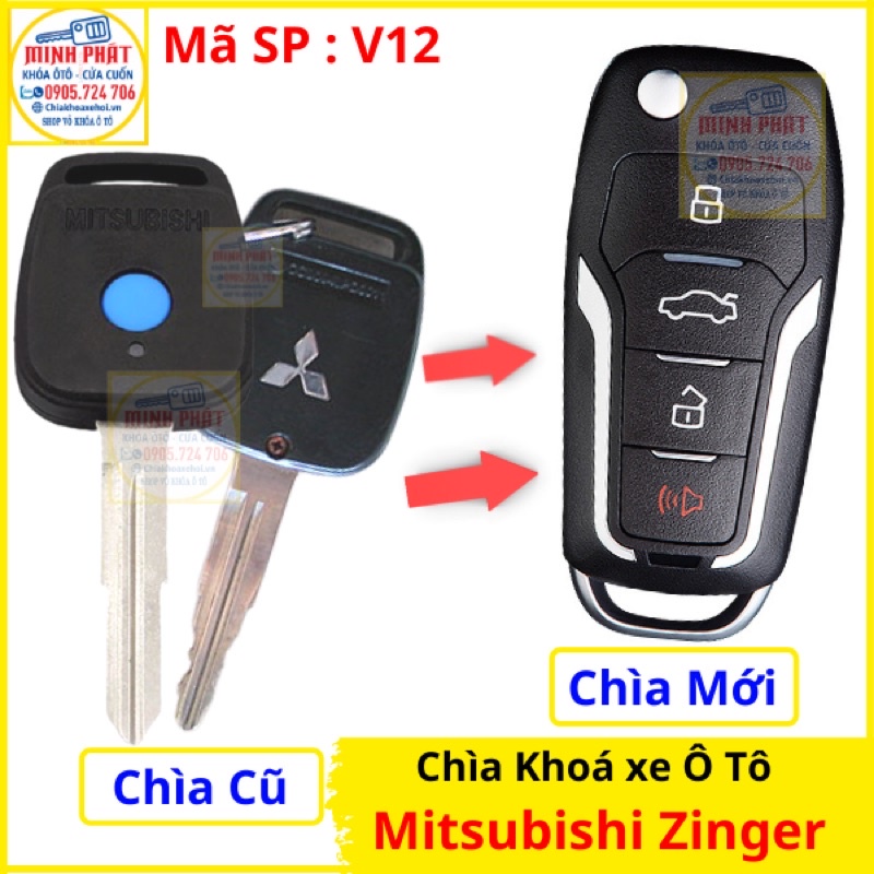 Chìa khoá remote xe Ô tô Mitsubishi Zinger mẫu V12